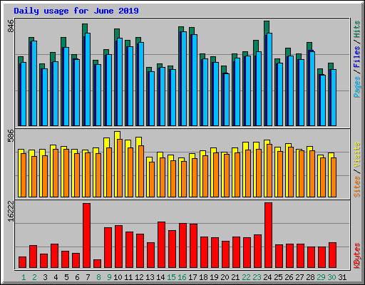 Daily usage for June 2019